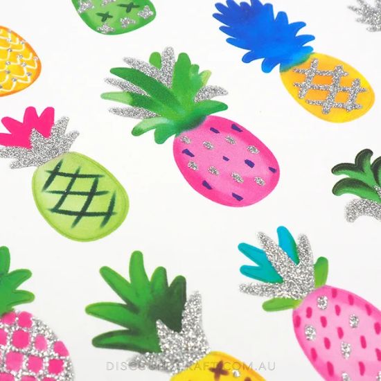 Rainbow Pineapple Glitter Stickers - 1 Sheet