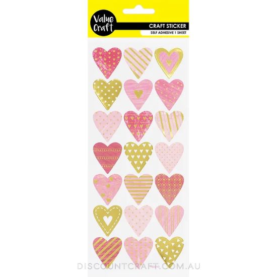 Gold Foil Heart Stickers - 1 Sheet