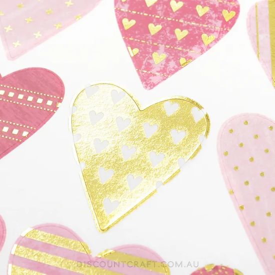 Glitter Gold Heart Stickers - 2 Sheets Stickers