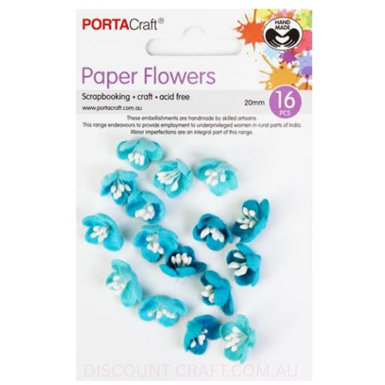 Paper Flowers - Aquamarine 20mm 16pk