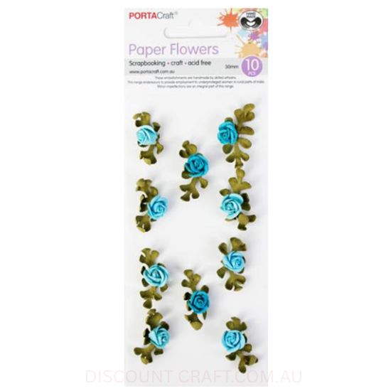 Paper Flowers Roses - Aquamarine 30mm 10pk