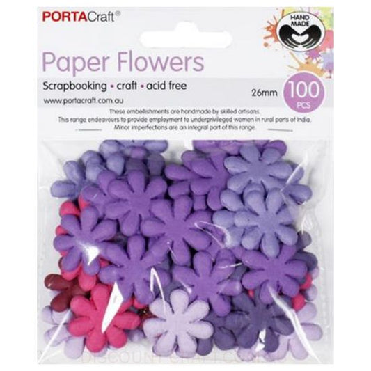 Paper Flowers Daisies - Berry 26mm 100pk