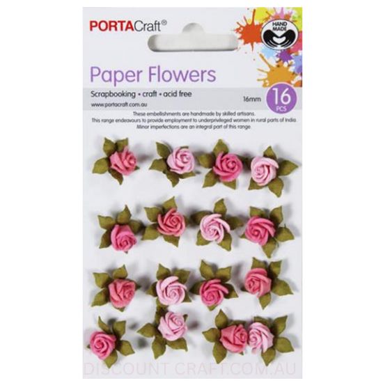 Paper Flowers Roses - Flamingo 16mm 16pk