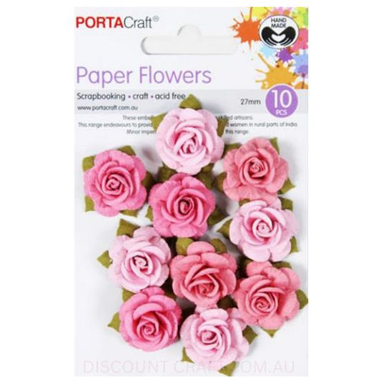 Paper Flowers Roses - Flamingo 27mm 10pk