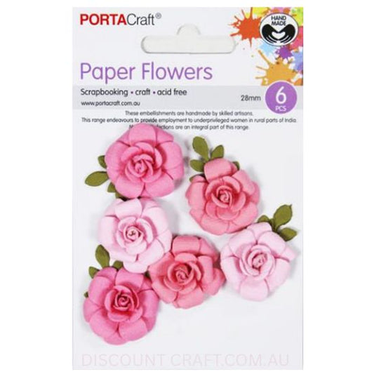 Paper Flowers Roses - Flamingo 28mm 6pk