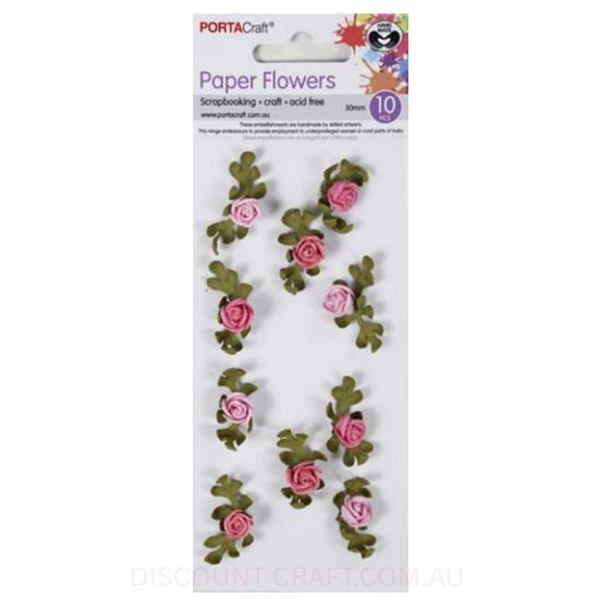Paper Flowers Roses - Flamingo 30mm 10pk