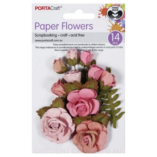 Paper Flowers - Flamingo Roses with Glitter 14pk