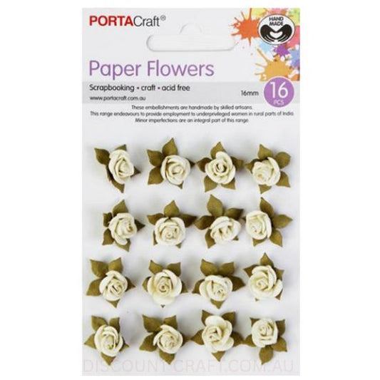Paper Flowers Roses - Ivory 16mm 16pk