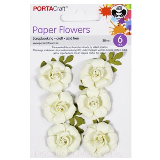 Paper Flowers Roses - Ivory 28mm 6pk