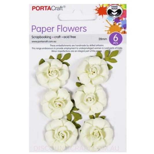 Paper Flowers Roses - Ivory 28mm 6pk