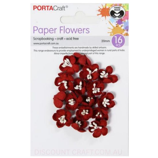 Paper Flowers - Red 20mm 16pk