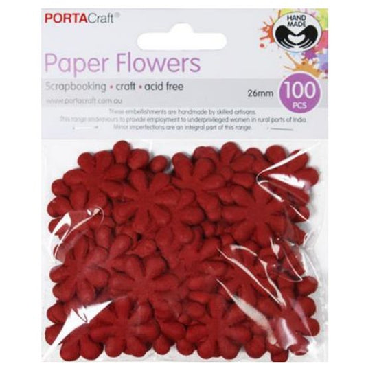 Paper Flowers Daisies - Red 26mm 100pk