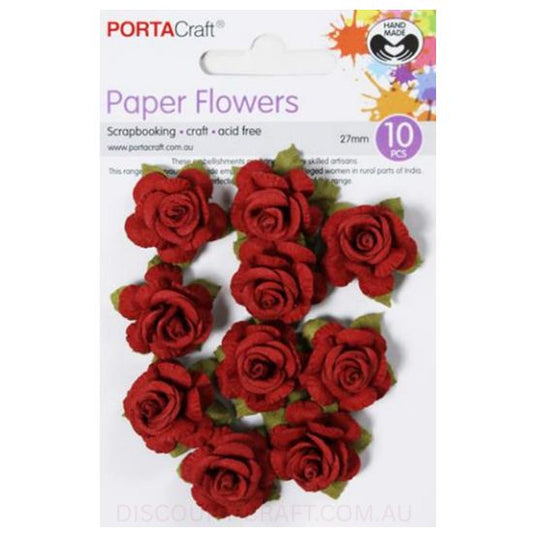 Paper Flowers Roses - Red 27mm 10pk
