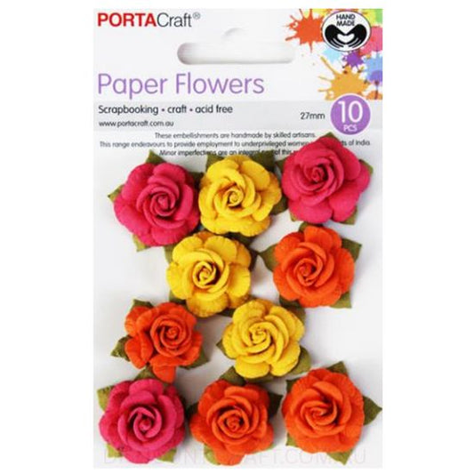 Paper Flowers Roses - Sunset  27mm 10pk