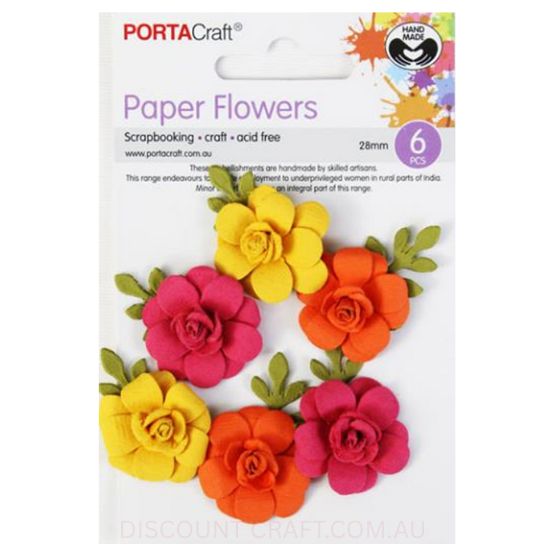 Paper Flowers Roses - Sunset 28mm 6pk