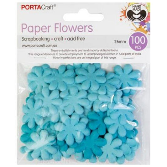 Paper Flowers Daisies - Aquamarine 26mm 100pk