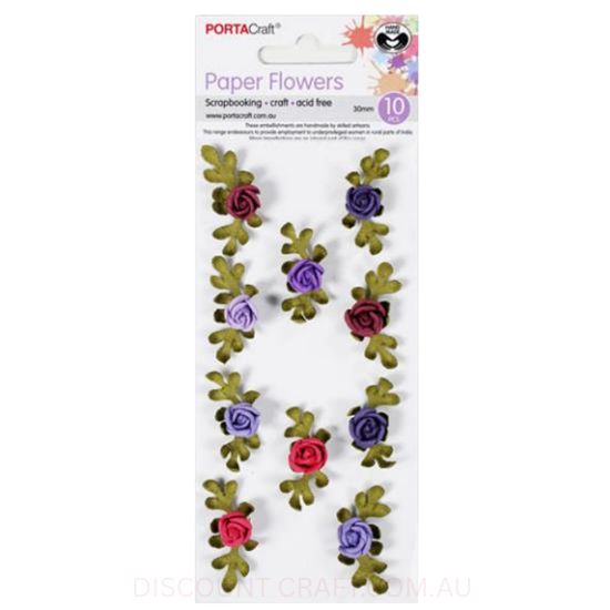 Paper Flowers Roses - Berry 30mm 10pk