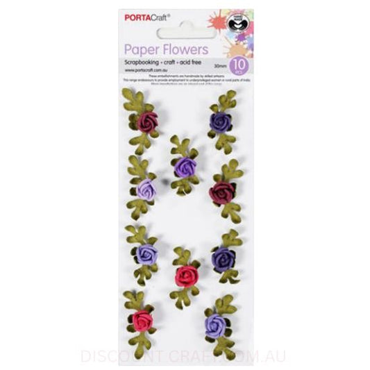 Paper Flowers Roses - Berry 30mm 10pk