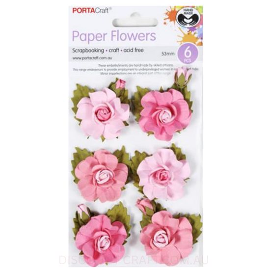 Paper Flowers Roses - Flamingo 53mm 6pk