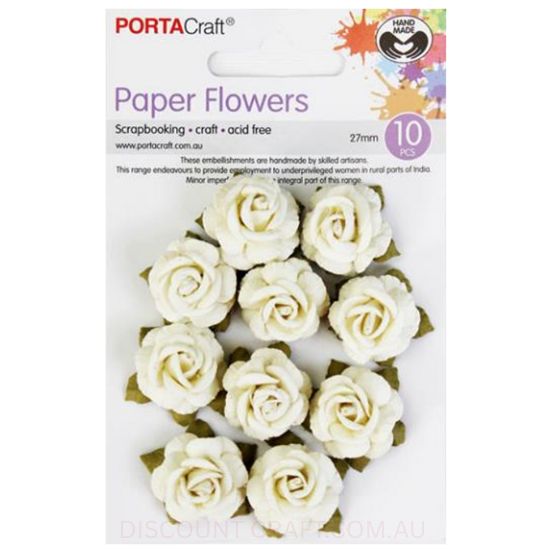 Paper Flowers Roses - Ivory 27mm 10pk