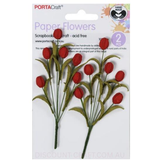 Paper Flowers Tulip - Red 101mm 2pk