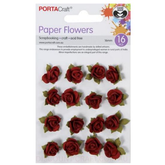 Paper Flowers Roses - Red 16mm 16pk