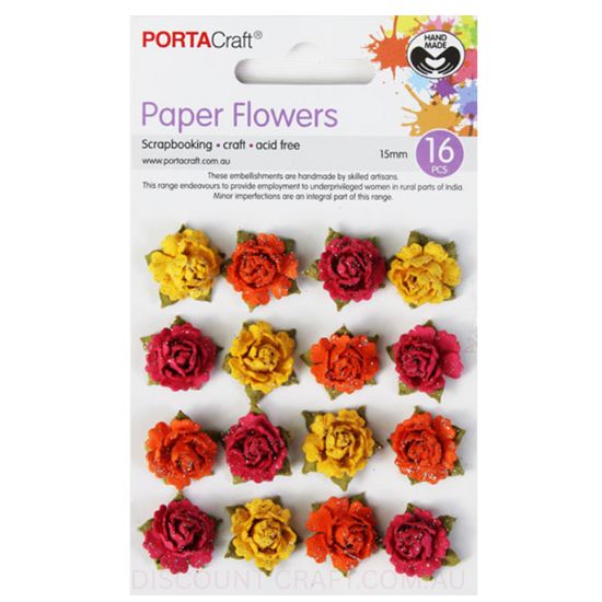 Paper Flowers Roses - Sunset 15mm 16pk