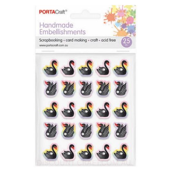 Handmade Embellishments - Foil Aussie Black Swan 25pk
