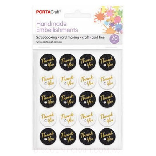 Handmade Embellishment - Foil Thank You Labels 20pk