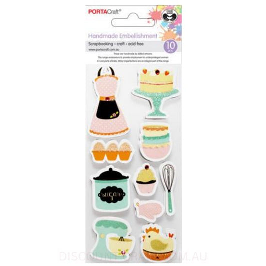Handmade Glitter Embellishments - Baking 10pk