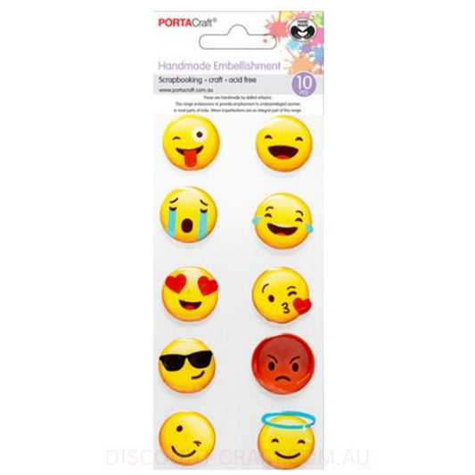 Handmade Resin Embellishments - Emojis 10pk