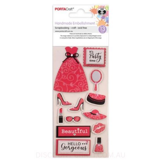 Handmade Glitter Embellishments - Hello Gorgeous 13pk