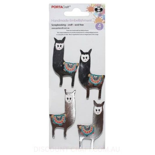 Handmade Embellishments - Foil Llamas 4pk
