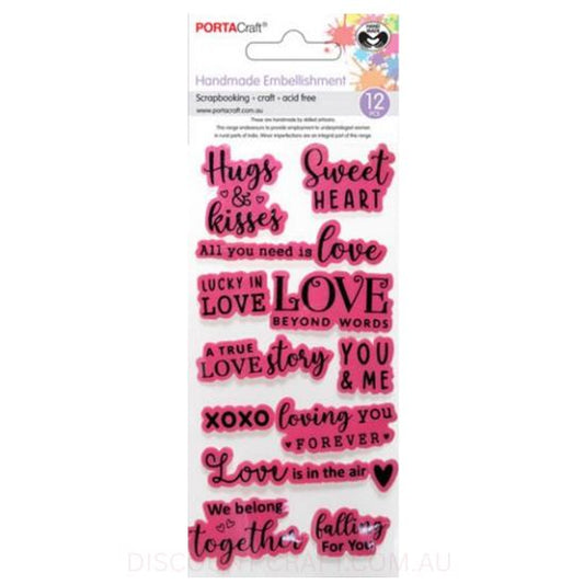 Handmade Embellishments - Lucky in Love 12pk