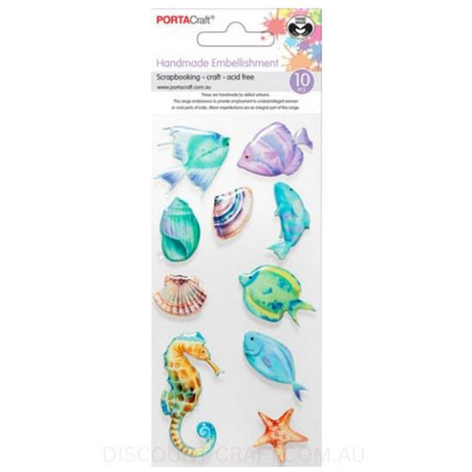 Handmade Resin Embellishments - Sea World 10pk