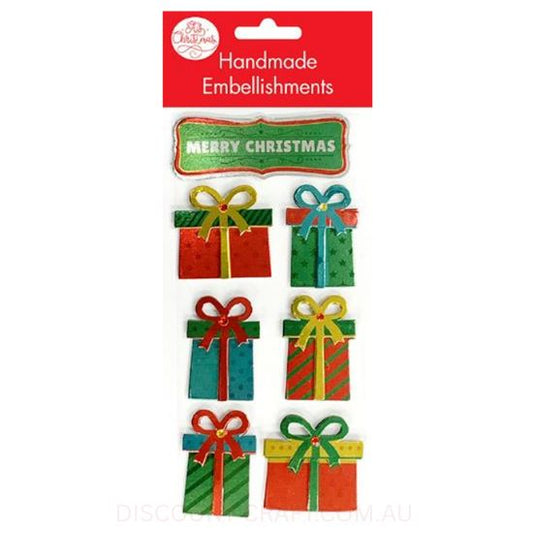 Handmade Christmas Foil Embellishment - Presents 7pk