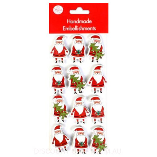 Handmade Christmas Embellishment - Santa 40mm 12pk