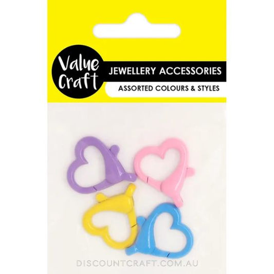 Metal Heart Lobster Clasps 4pk