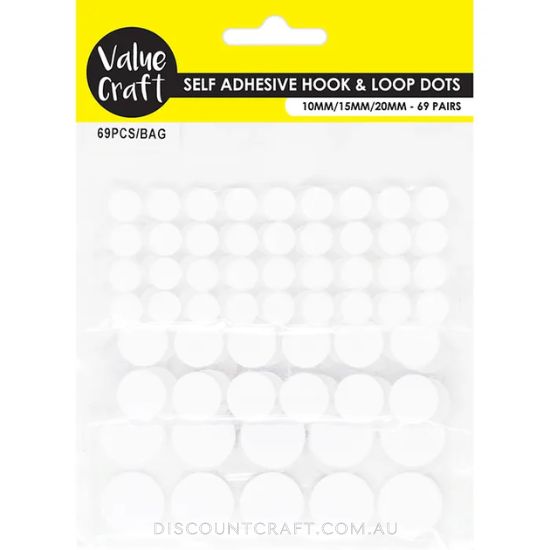 Hook & Loop Dots Self Adhesive 69pk - White