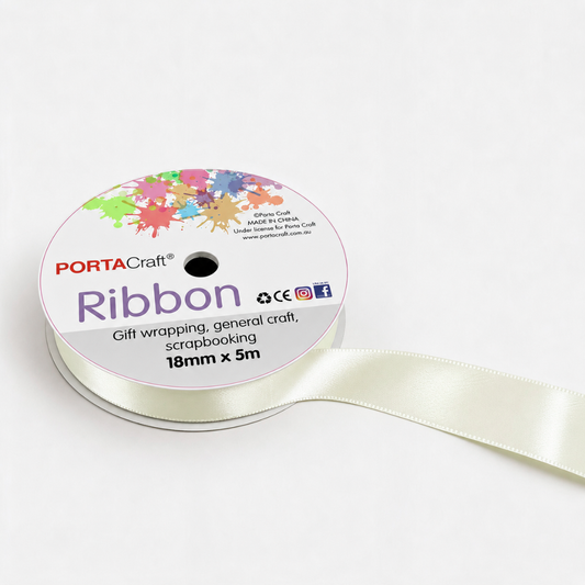 Satin Ribbon Double Sided 18mm x 5 metres - Ivory