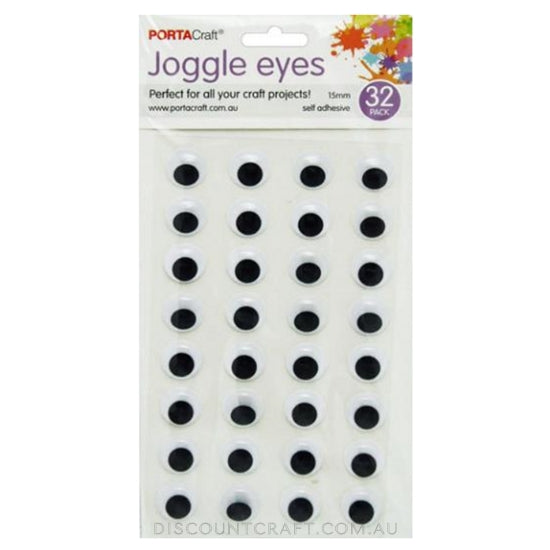 Joggle Eyes Self-Adhesive 15mm 32pk - Black & White