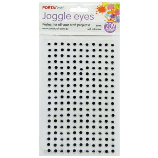 Joggle Eyes Self-Adhesive 6mm 209pk - Black & White