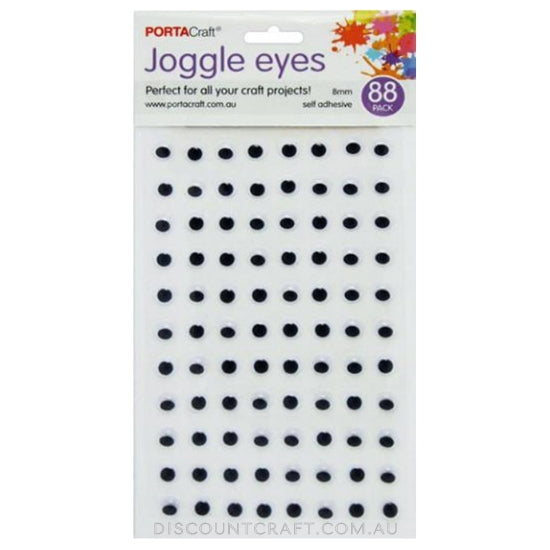 Joggle Eyes Self-Adhesive 8mm 88pk - Black & White