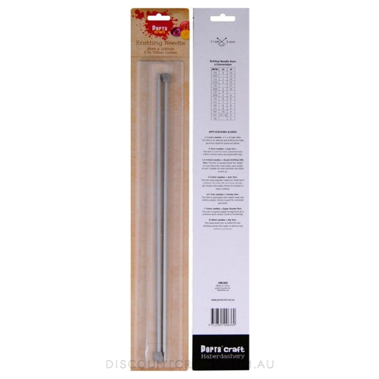 Knitting Needles 35cm x 3.00mm 2pk Teflon Coat