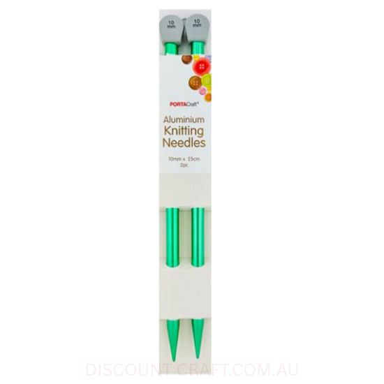 Aluminium Knitting Needles 25.4cm x 10mm 2pk