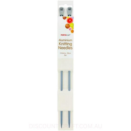 Aluminium Knitting Needles 25.4cm x 3.5mm 2pk