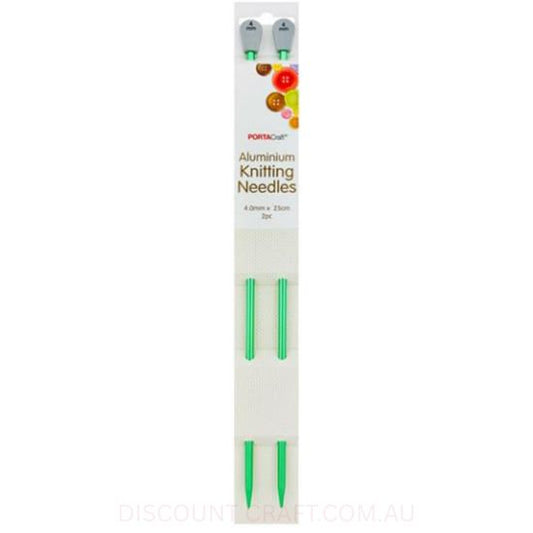 Aluminium Knitting Needles 25.4cm x 4.0mm 2pk