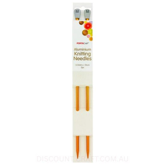 Aluminium Knitting Needles 25.4cm x 4.5mm 2pk