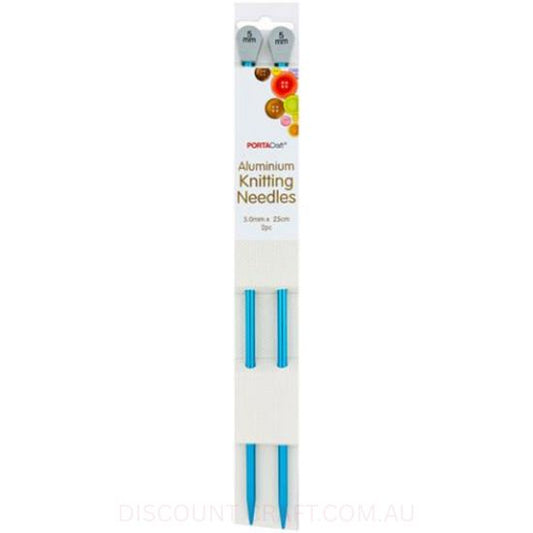 Aluminium Knitting Needles 25.4cm x 5.0mm 2pk