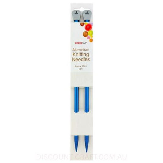 Aluminium Knitting Needles 25.4cm x 8mm 2pk